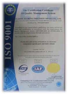 ISO 9001品質マネジメントシステム認証証書（英語版）